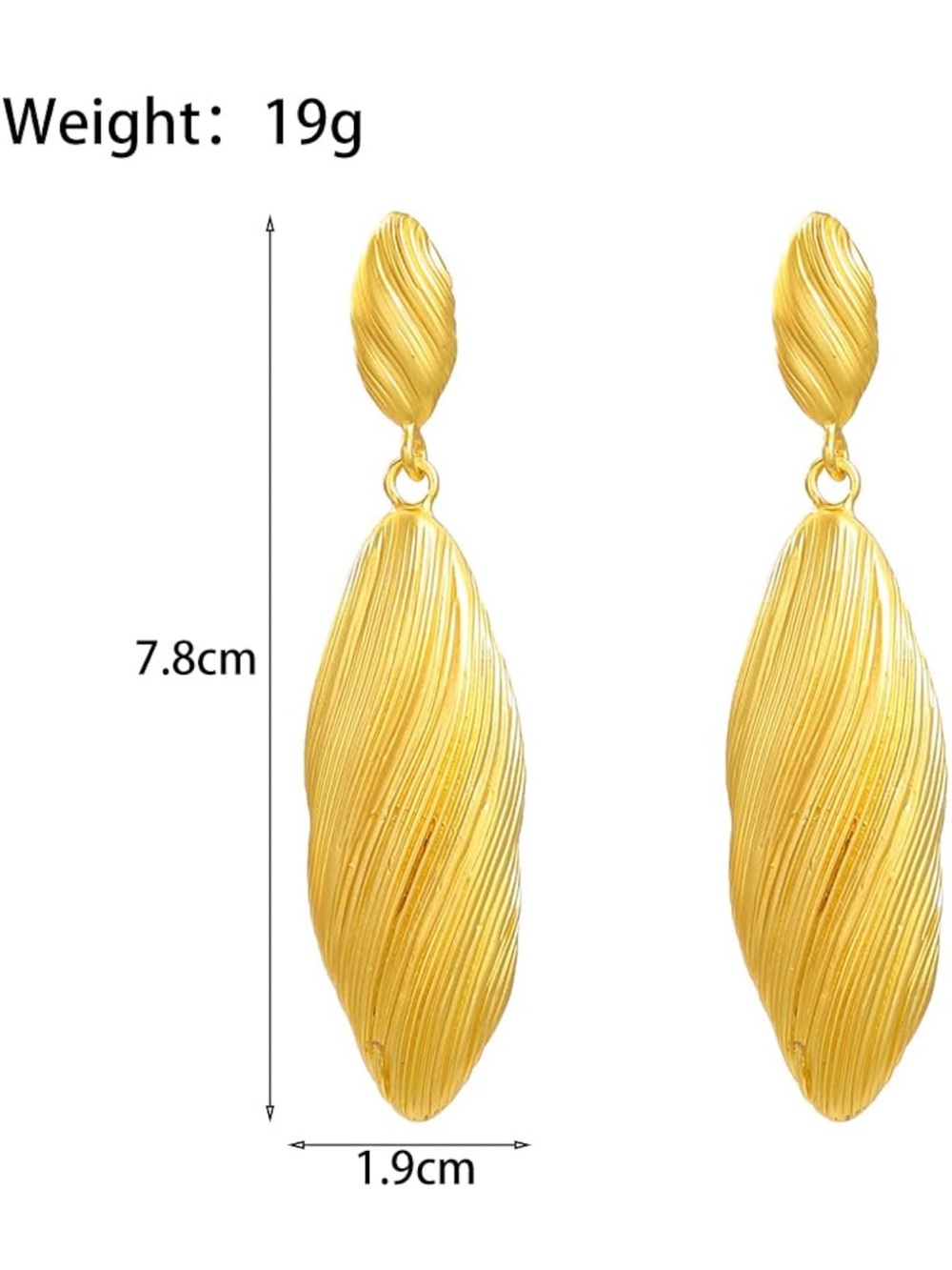 Zara Gold Textured Leaf Drop Earrings - Picture 6 of 6